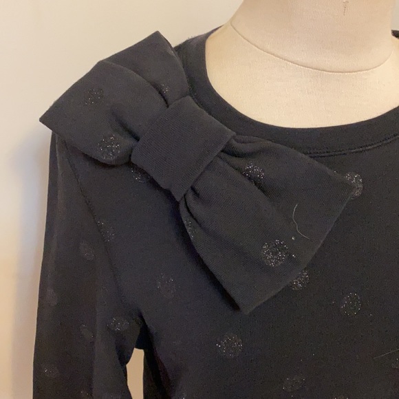 Kate Spade Black Glitter Polka Dot Sweatshirt with Large Bow, Medium - Picture 2 of 8